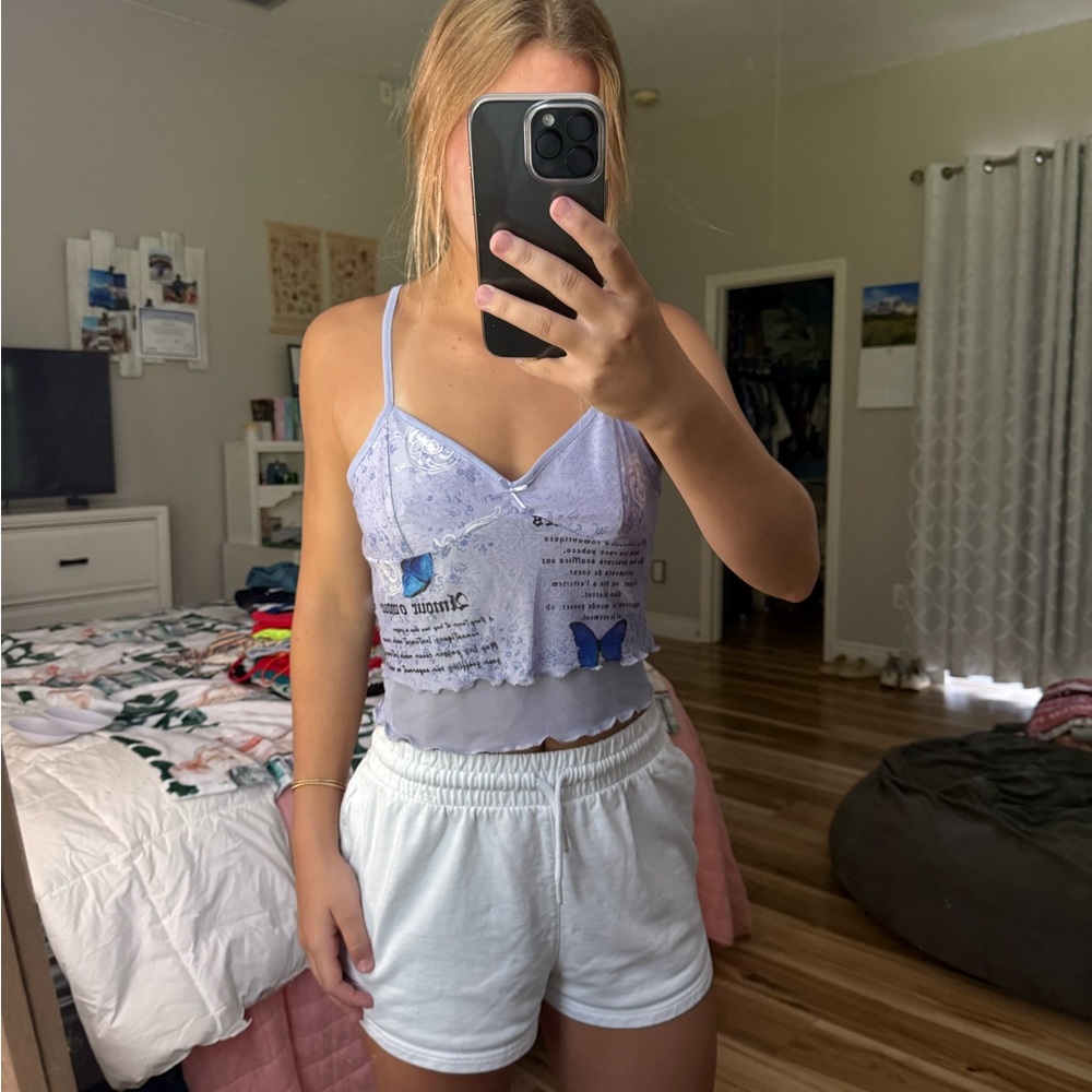 Lavender Butterfly Print Cami Top